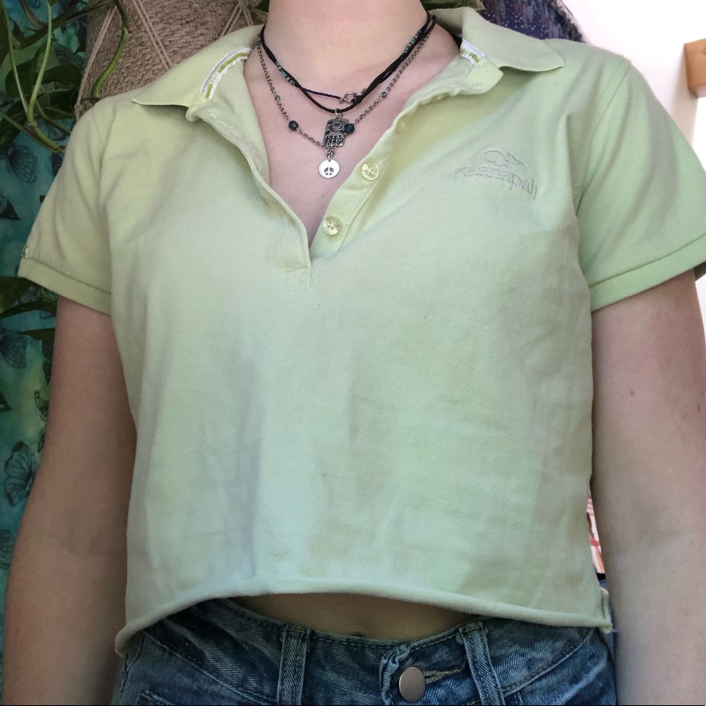 🧚🏼‍♂️light green crop polo tee